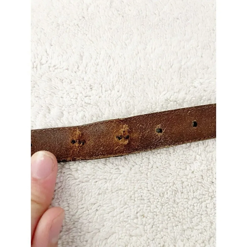 Onyx By Brighton Brown and Black Leather Silver Medallions Golf Swing Belt Sz 36